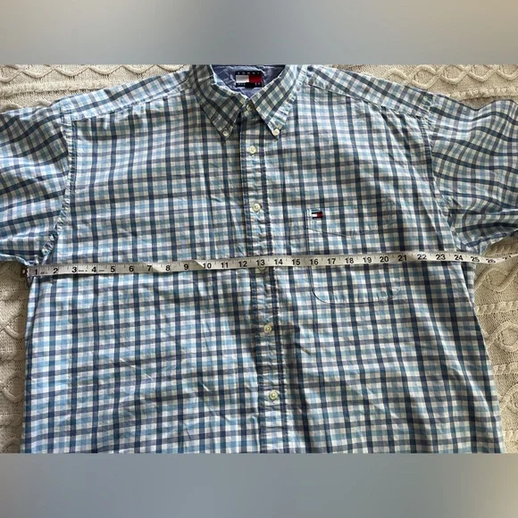 Tommy Hilfiger Men's Blue & White Button Down Checkered Shirt Size XL - Picture 14 of 14